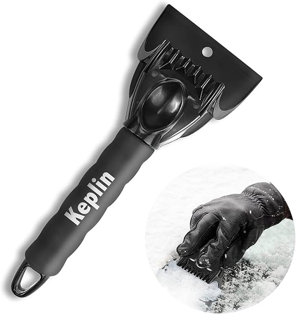 KEPLIN Car Ice Scraper Windscreen & Window Scraper Tool for Snow, Ice, Frost | Scrape to Clean Windshield in Winter Months | Tough Plastic Material | Comfortable Foam Grip | Essential Auto Accessory