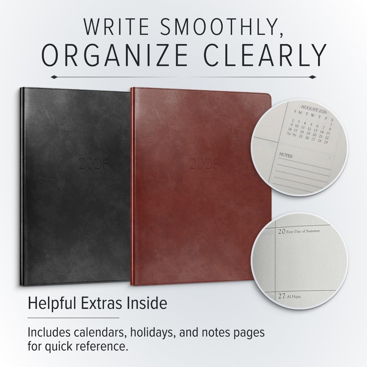 Gallery Leather Large Weekly Monthly Planner 2025-2026, Elegantly Bound Calendar Planner and Notebook with Stylish Gold-Gilded Page Edges, 12 Months - Caribbean Yellow - 9.75 x 7.5 "