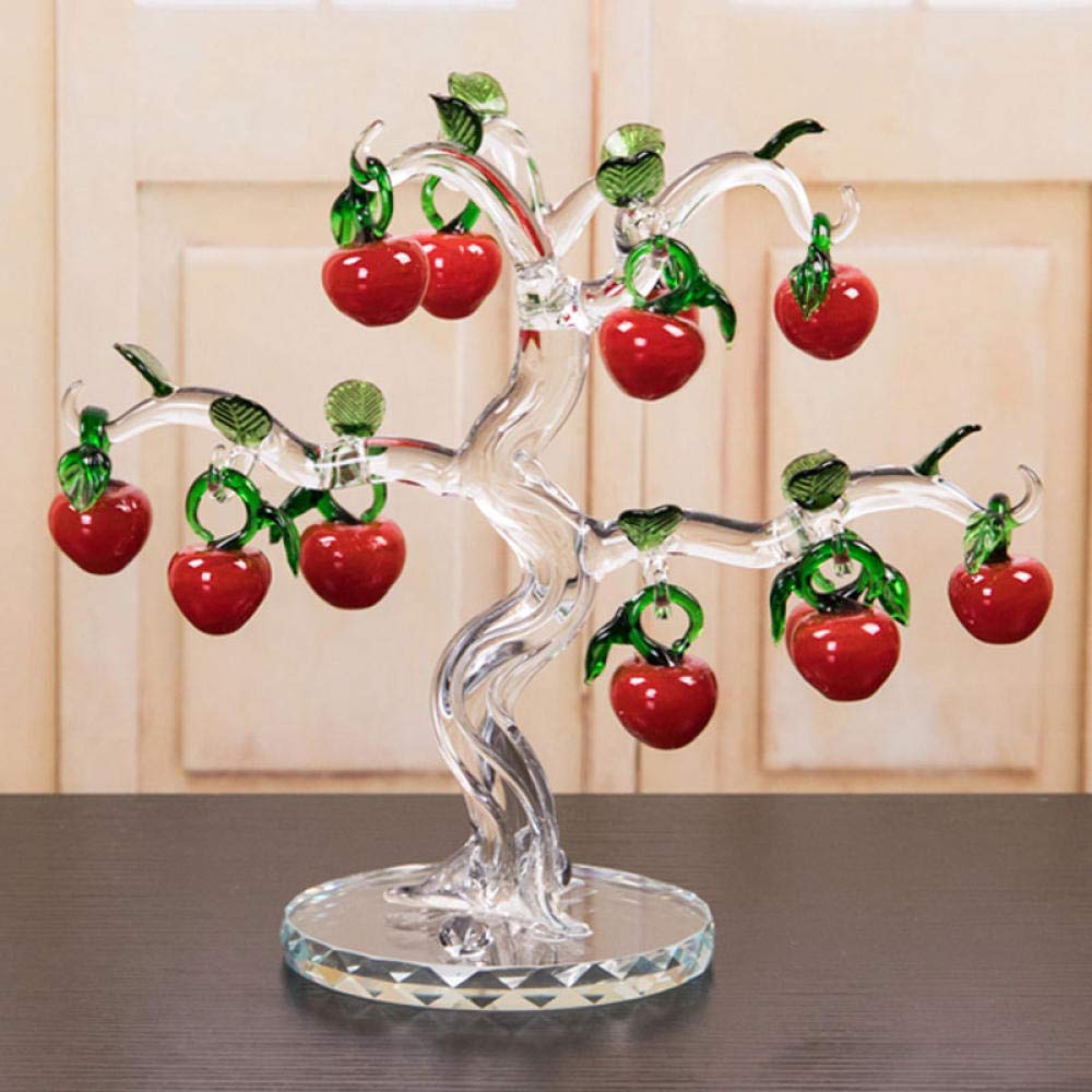 MCWJ Cristal Cristal Cerezo estatuillas artesanía fengshui Ornamento casa decoración navideño año Nuevo Regalos Souvenirs decoración Adorno-6 PCS CERRRIAS ÁRBOL