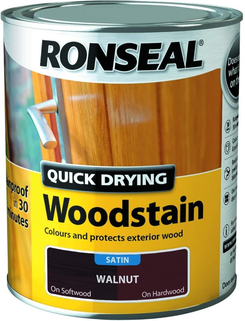 Ronseal 750ml Woodstain Quick Dry Satin (Walnut)