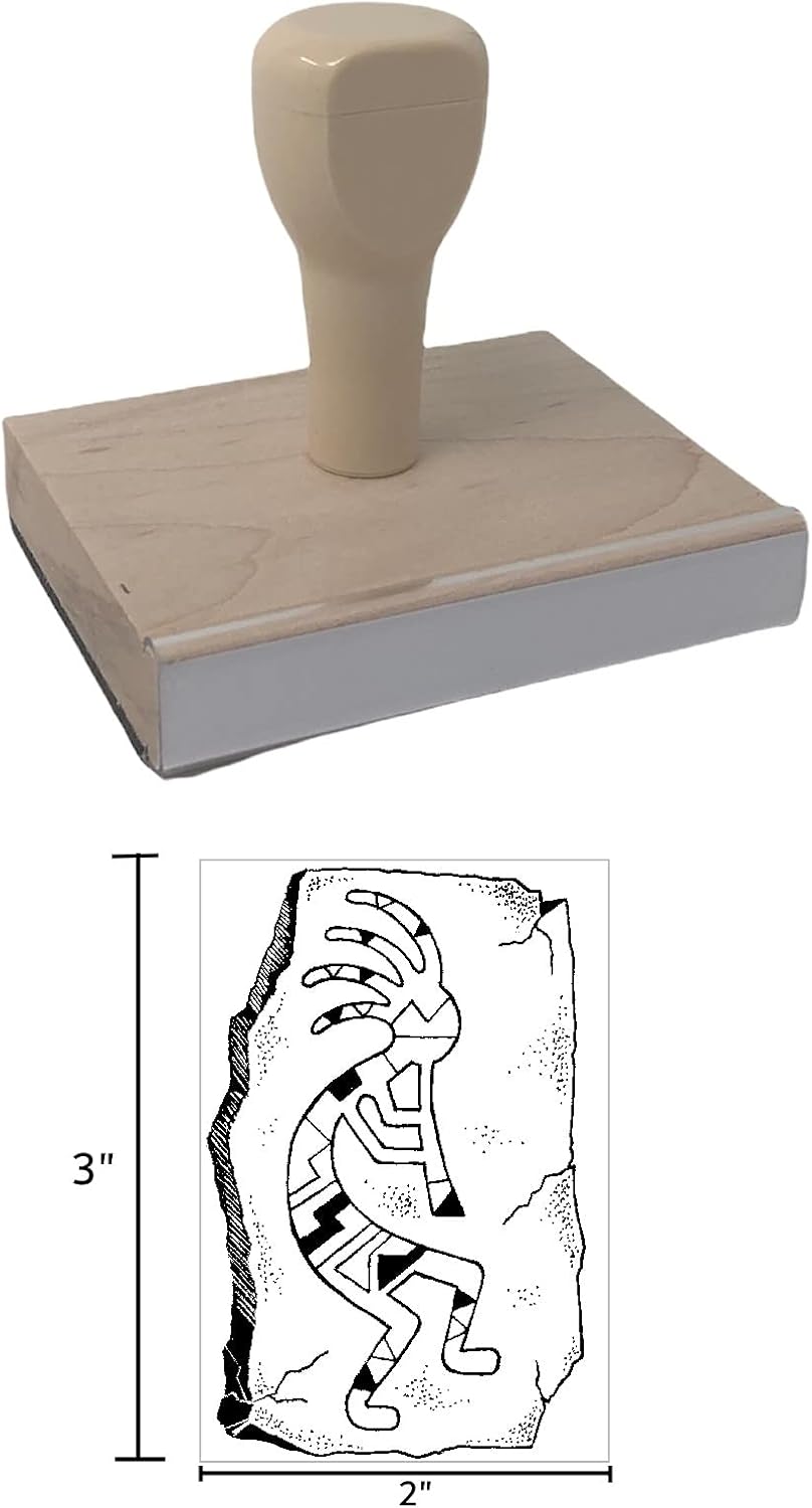 Kokopelli Rubber Stamp, 3 X 2'' Wood Stamp