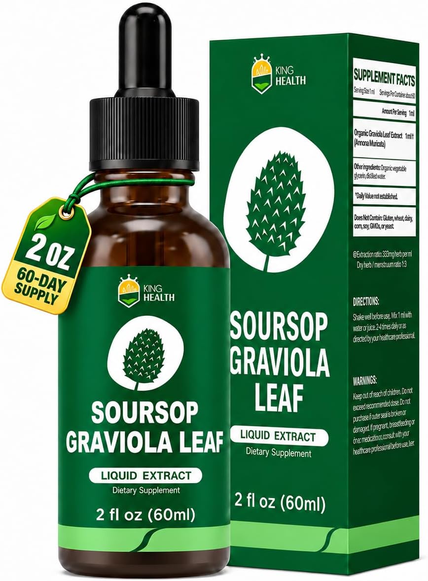 Organic Soursop Leaves Extract Drops, Pure Soursop Bitters Liquid, 2 Fl Oz