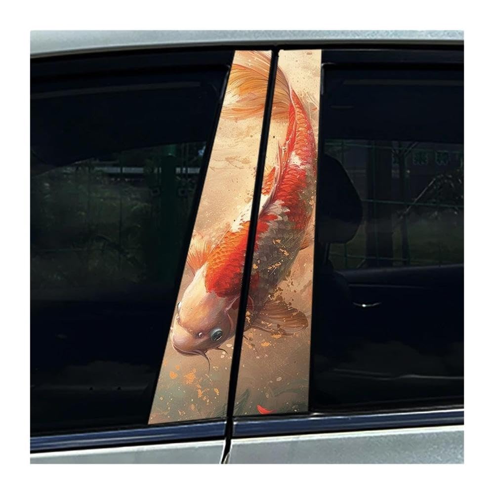 Body Parts 2PCS Auto Center Column Decals Graffiti Koi Carp Tiger Dragon Car B Pillar Sticker Waterproof(Type A)