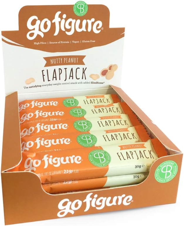 GoFigure Flapjack Snack Bar with Patented SlimBiome® Weight Management Ingredient | Nutty Peanut | High in Fibre | 115 Calories | 20 Bars |