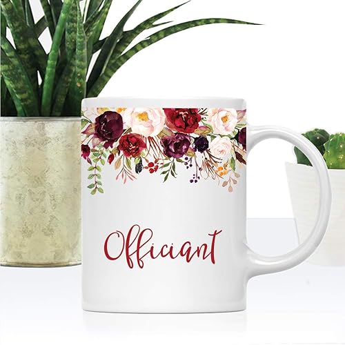 Miniatura 2 de Andaz Press Taza de té de café de cerámica para boda, 11 onzas, otoño, Marsala, borgoña, flores, rosas, flores, oficial, paquete de 1, incluye caja