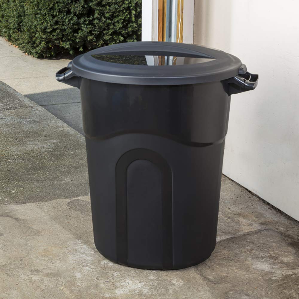GerRiT 20 Gallon Heavy Duty Plastic Garbage Can, Included Lid, Black