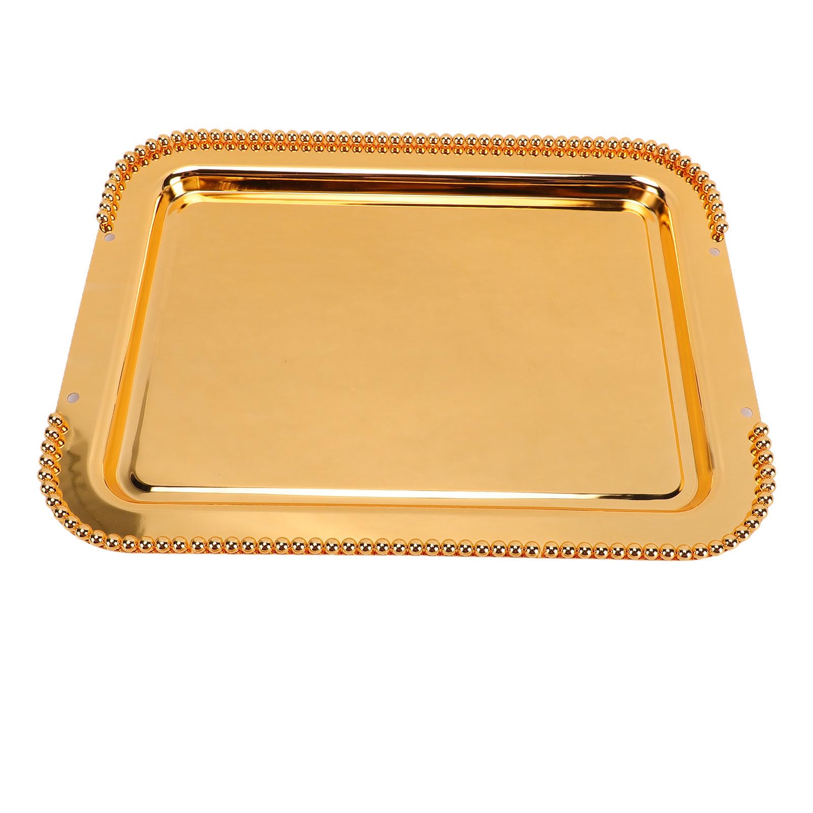 Bandeja para Servir de Metal con Espejo Rectangular Sunicon, Cuentas y Asas (Gold)