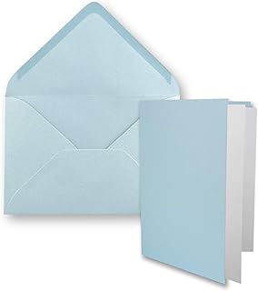 150x tarjetas plegadas DIN B6 - en color azul claro - 115 x 170 mm - 11,5 x 17 cm - tarjetas dobles con sobres y papel para insertar - FarbenFroh by GUSTAV NEUSER