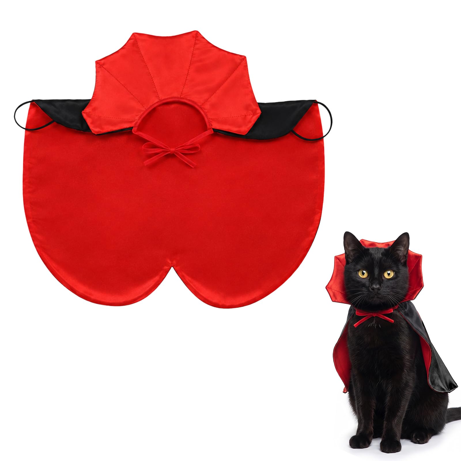 Halloween Cat Vampire Cape Red Black Pet Spooky Cloak for Small Dog Cat