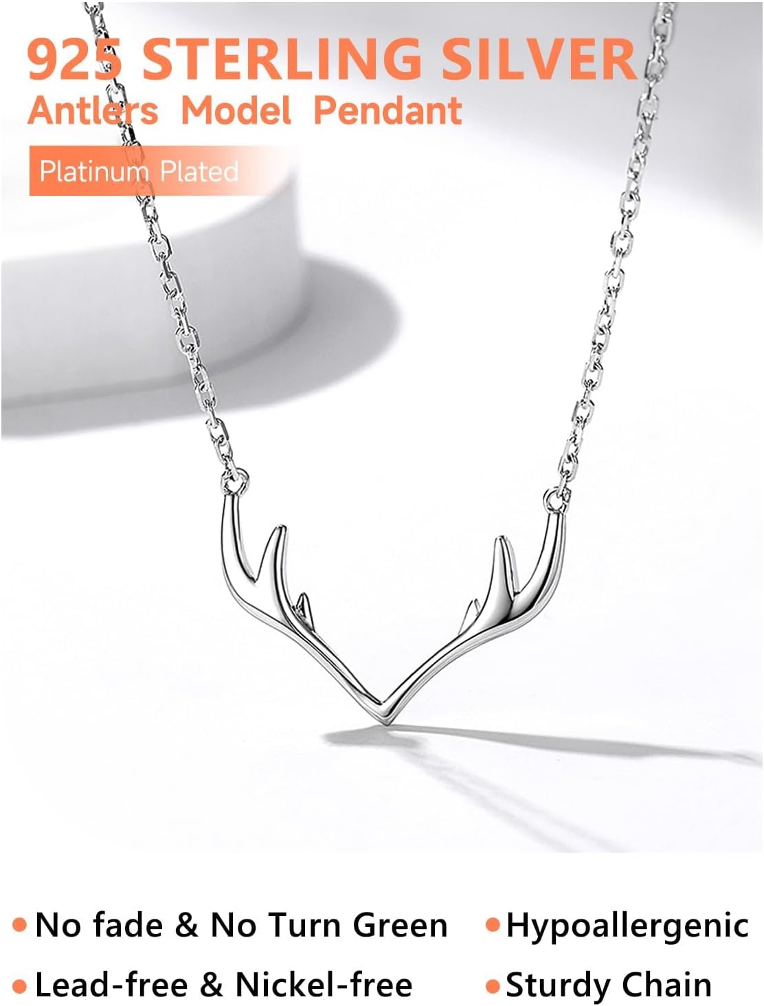 Silvora 925 Sterling Silver Deer Antler Necklace, Antler Deer Jewelry Antler Pendant Choker Birthstone Necklace Christmas Jewelry for Women - Image 8