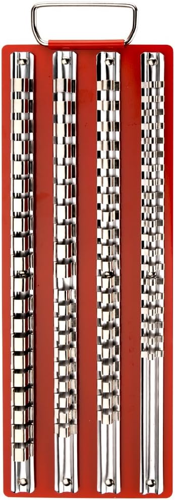 TOOLUXE 03966L Universal Socket Holder Organizer Tray | 80 Piece | 1/4", 3/8" and 1/2" Multi Drive | Nickel Plated Steel Clips