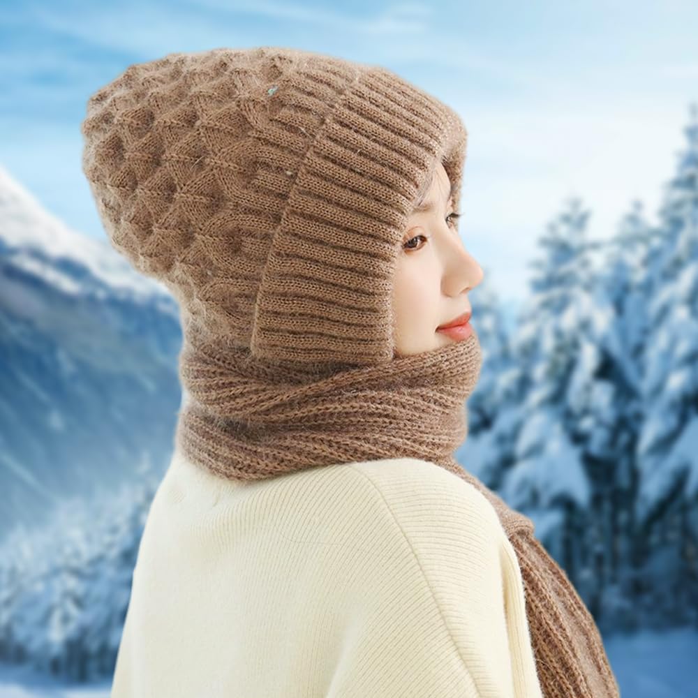 Bufanda integrada con protección auditiva resistente al viento, gorro de punto elástico cálido con protección para las orejas, gorro de invierno