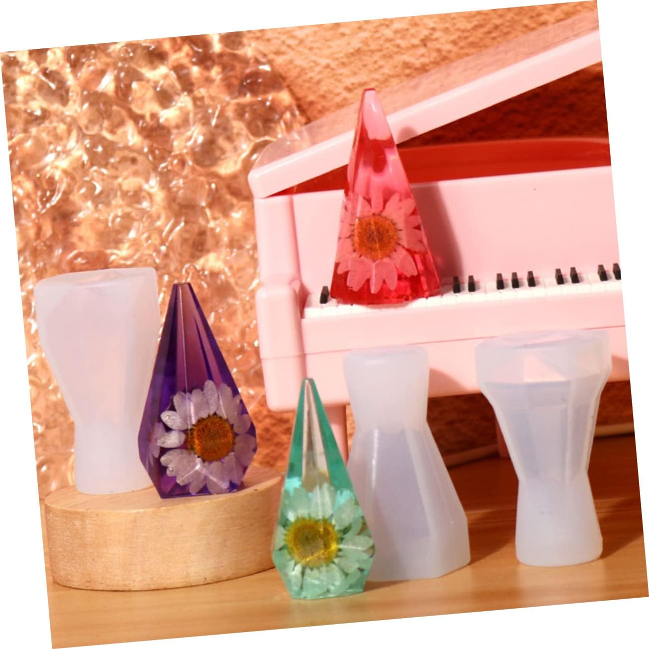 DOITOOL 12pcs Silicone Holder Molds Decorative Cone Shaped Silicone Craft Molds for Table Ornaments and Candle Making and Easy to Use