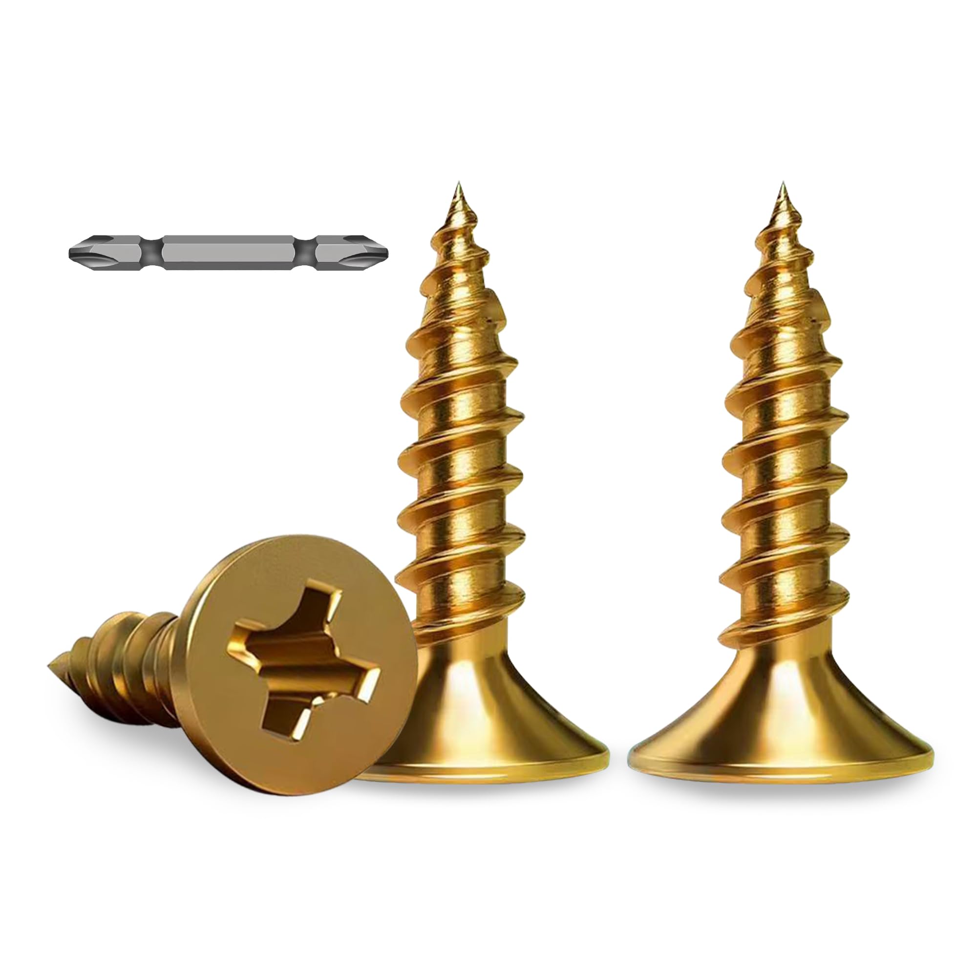 Fangyan 260PCS M3 x 14mm Wood Screws, Phillips Flat Head Self-Tapping Screws, Zinc Plated Fiberboard Screws with Double-Ended Cross Screwdriver Bit for Furniture Cabinet Woodworking