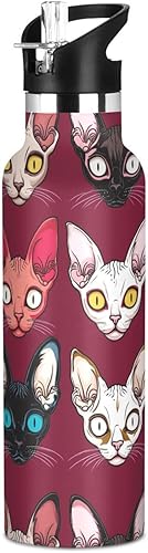 Miniatura 13 de Sweet Savannah Cats Brown, Sports Water Bottle with Handle Keeps Hot and Cold Lightweight for Bike Running Sports Travel Gym