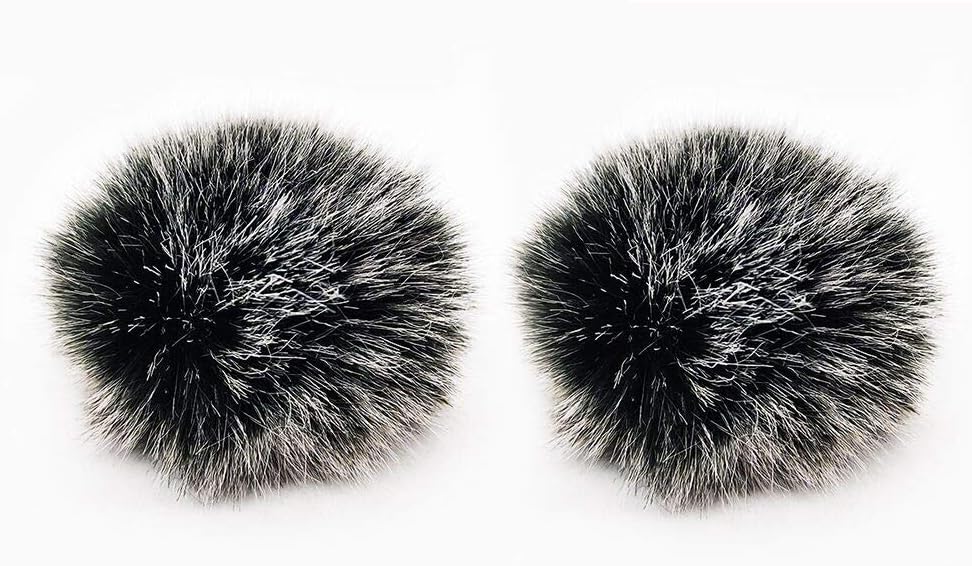 Lavalier Wind Muff 2 Pack Lapel Microphone Wind Muff 0.2/0.4 Inch Furry Lav Windscreen Windproof Wind Screen (0.4inch, Black/White)