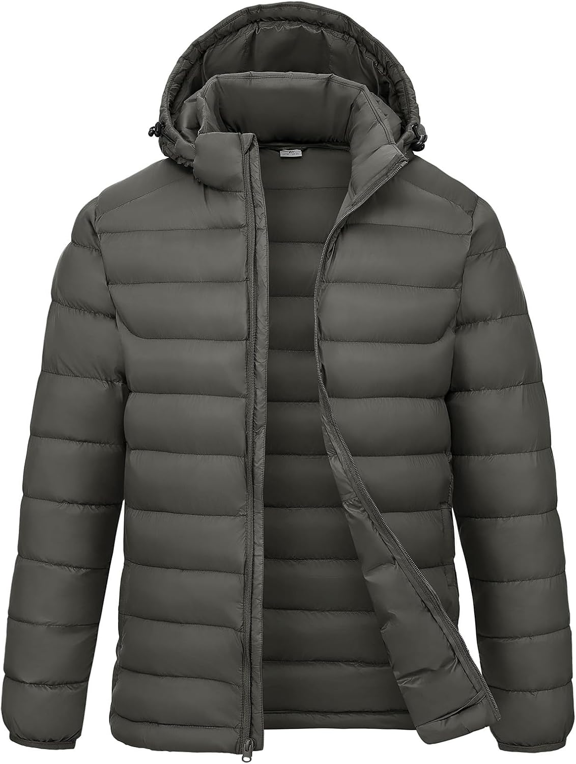 Rdruko Men's Puffer Jacket with Detachable Hood Lightweight Water Resistant Insulated Winter Puffy Coat