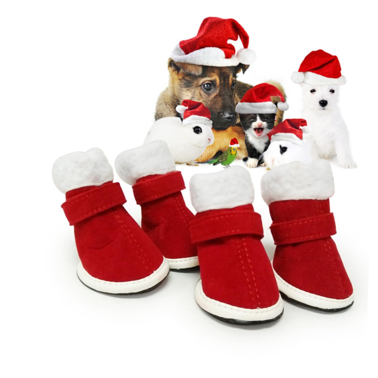 Mipcase 12 Pz Stivaletti Antivento Scarpe Natalizie per Cani Stivaletti Invernali Stivali Scarpe Antiscivolo Scarpe Invernali A Prova di Prodotti per Animali Scarpa Cane Domestico
