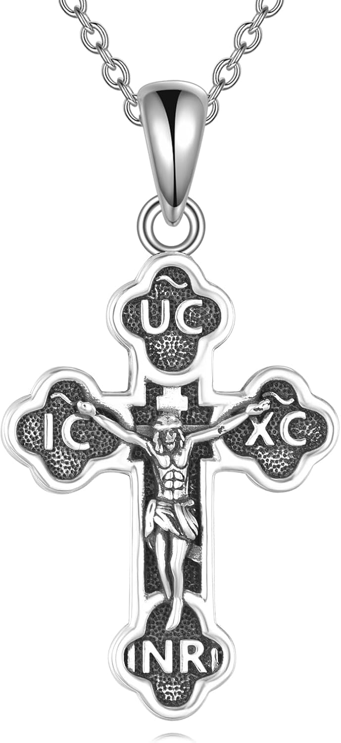 Collana Croce In Argento 925 Con Origami - Gioiello Religioso Unisex Idea Regalo