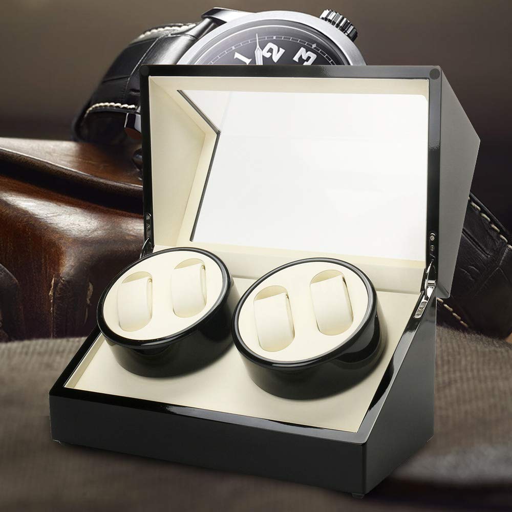 Futchoy Automatyczny rotomat do zegarków Box 4 zegarki Mute Rotomer Watch Winder Box luksusowa łopatka do przechowywania wszystkich zegarków automatycznych, mechanicznych