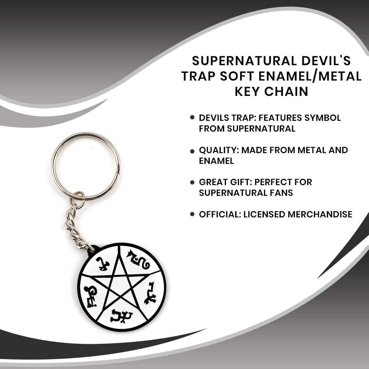 Official Supernatural Devil’s Trap Metal Keychain - Features Soft Enamel Design - Perfect for Rings, Purses, Backpacks - Premium Jewelry Badge Charm with Unique Fandom Symbol - Licensed Merchandise