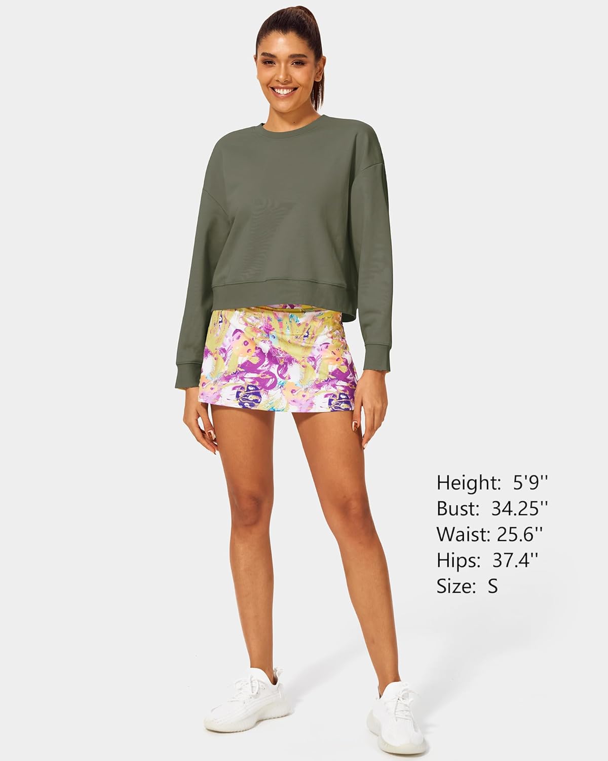 Stelle Cropped Sweatshirts for Women Cotton Long Sleeve Crop Tops Crewneck Pullover Oversized Sweater - Image 8