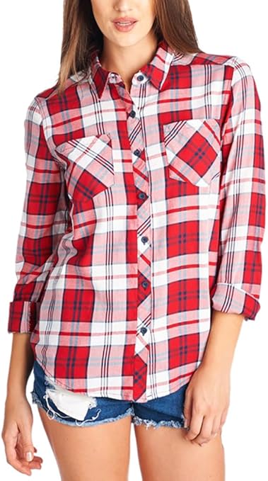 Red checkered shirt womens Clearance