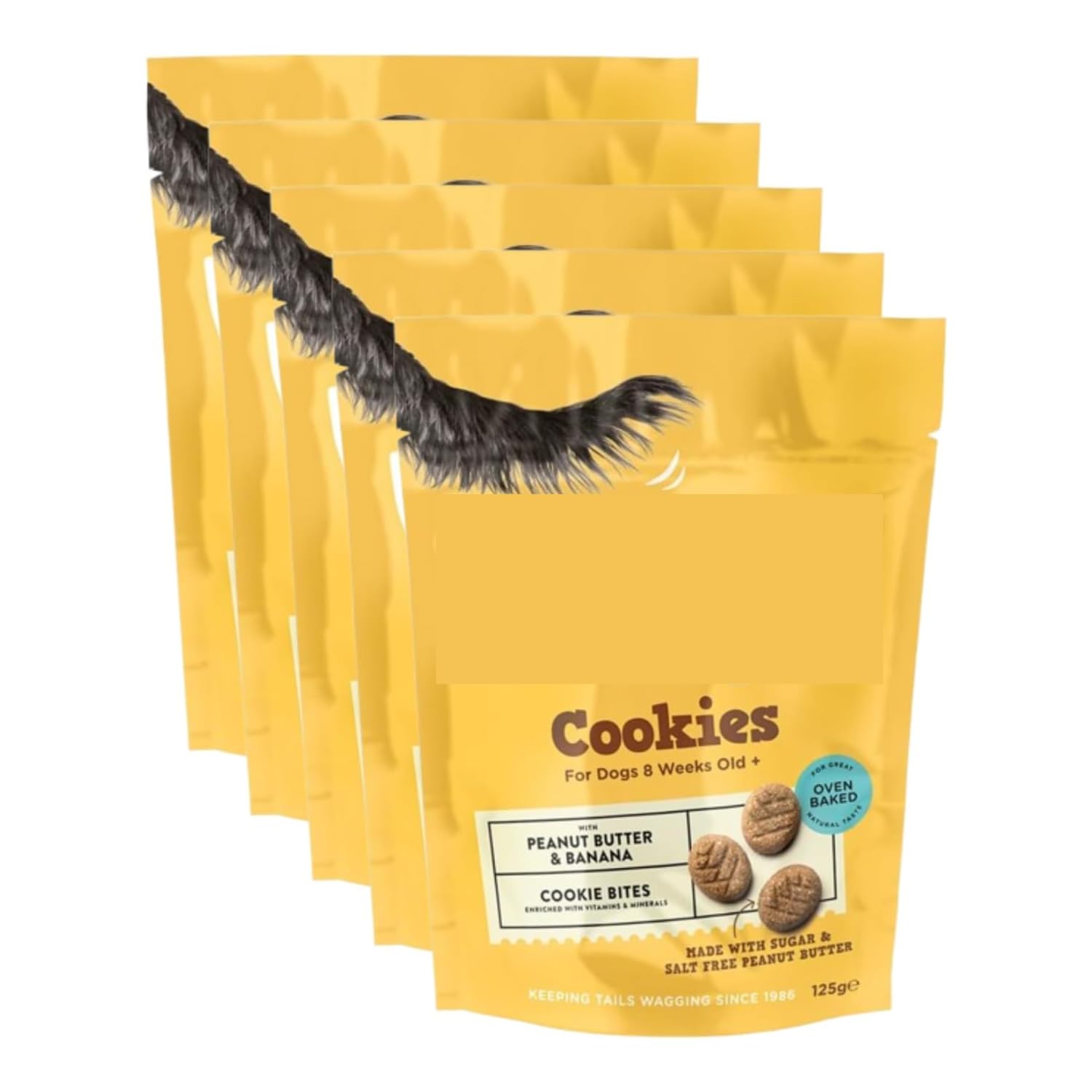 Treats Cookie Bites 125g x Pack of 5 - Peanut Butter & Banana - a Complementary Pet Food for All Dogs 8 Weeks and Older - Enriched With Extra Vitamins and Minerals