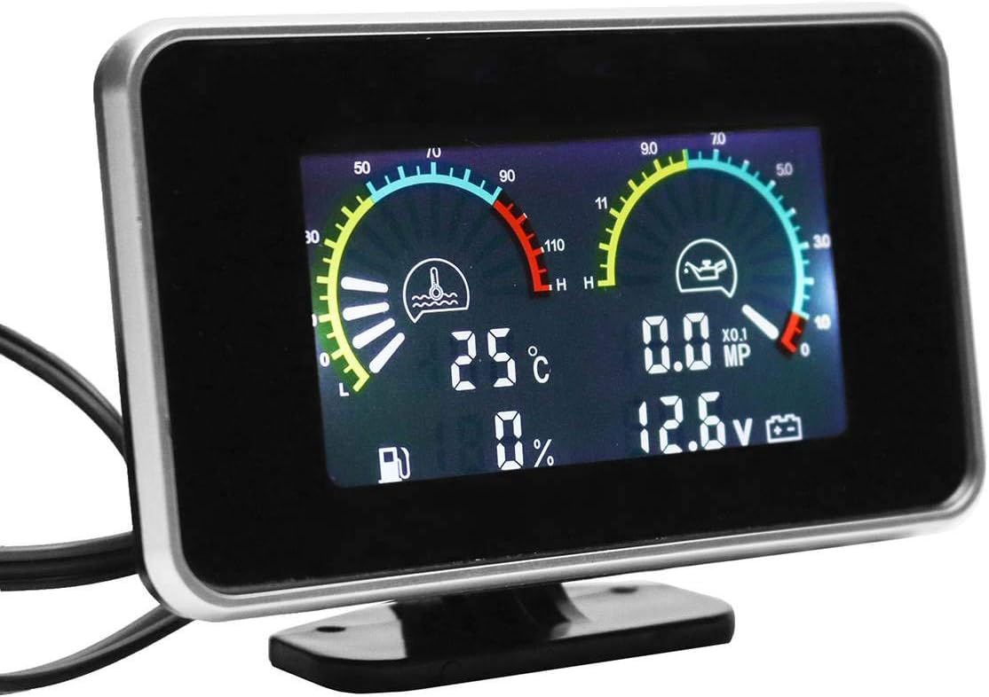 Amazon Co Jp Toogoo 4 In 1液晶カーデジタル液晶器械油圧計電圧計残量ゲージ水温計コンジョイントウォッチm10 産業 研究開発用品