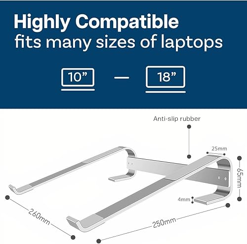 Miniatura 4 de MMOBIEL Soporte para laptop - Elevador de 10 a 18 pulgadas - Soporte ventilado universal - Soporte para laptop para escritorio compatible con