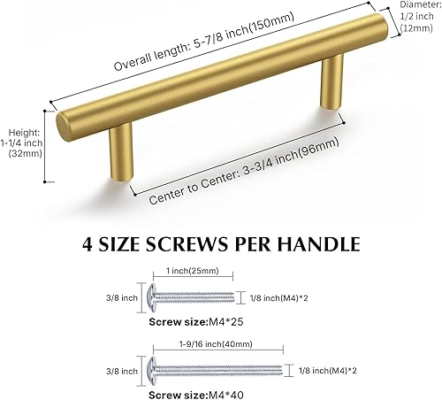 Miniatura 2 de Haliwu Paquete de 30 tiradores dorados para gabinete, tiradores dorados cepillados, tiradores dorados de acero inoxidable, accesorios de cocina