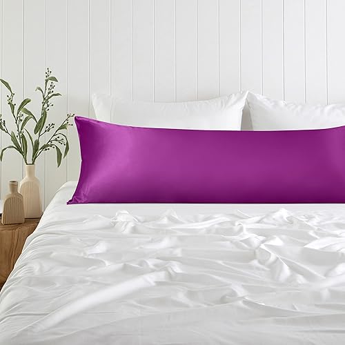 Vista 101 de BEDSUM Paquete de 2 fundas de almohada de satén de seda King para cabello y piel, suaves y lujosas, fundas de almohada con cierre de sobre, 20 x 36