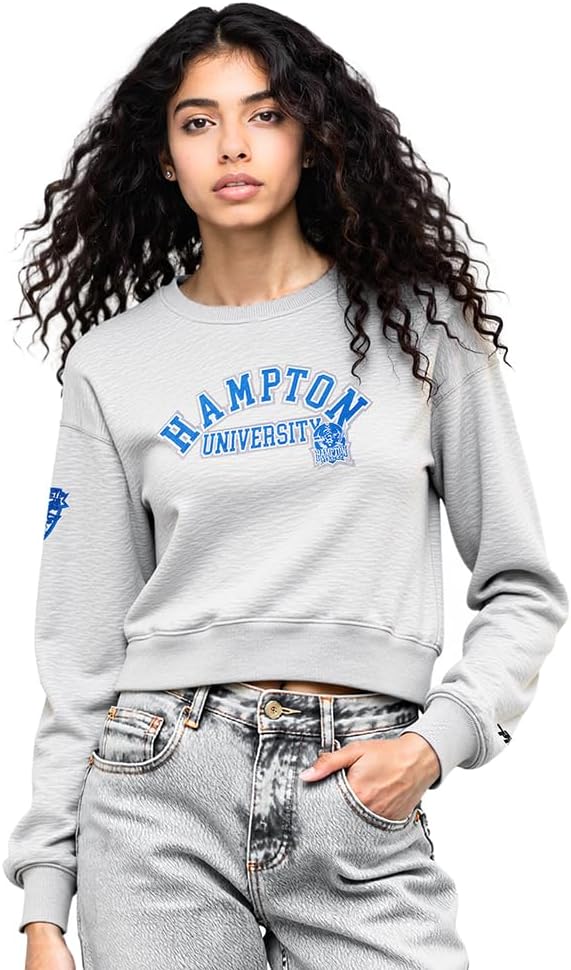 Pro Standard Womens College Hampton University College Classic Essentials Crewneck Sweatshirt Heather Grey S