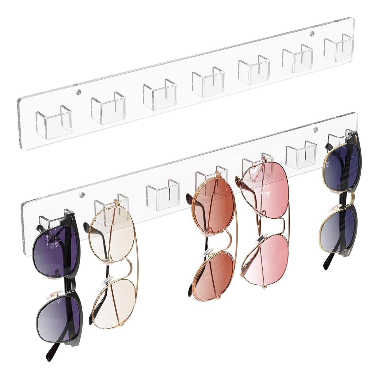 Porta Occhiali per Casa Portaocchiali da Sole Moderno da Parete in Acrilico da 2 Pezzi Organizer Occhiali da Sole(Transparent)