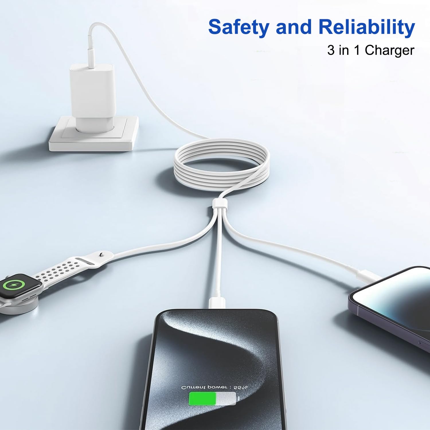 Kabel 3 w 2 do Ładowarki Apple Watch, Magnetyczna Ładowarka USB C do Zegarka Apple Watch i iPhone do Apple Watch Series 11/10/9/8/7/6/5/4/3/SE/Ultra, iPhone 17/16/15/14/13/12/11/X/8/6