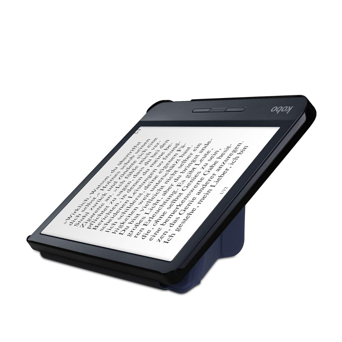 kwmobile Étui Compatible avec Kobo Libra H2O Coque - Étui à Rabat magnétique Tablette eReader Similicuir - Bleu foncé