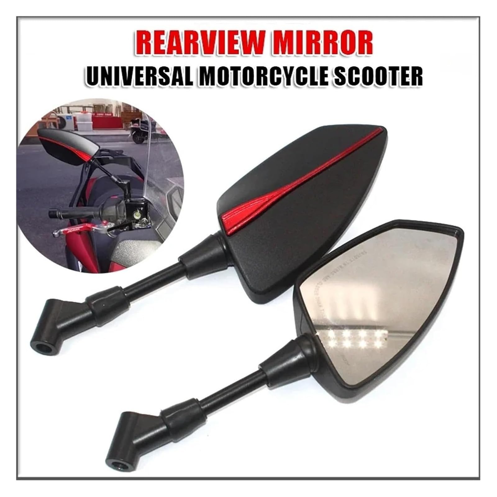 Motorcycle Side Mirror Adjustable Rear View Mirror Left Right
