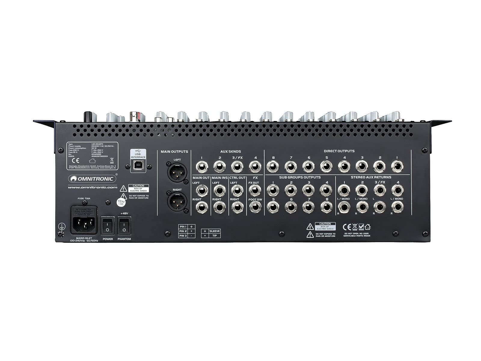 Omnitronic 10040285 Lmc-2642Fx Mixer Usb