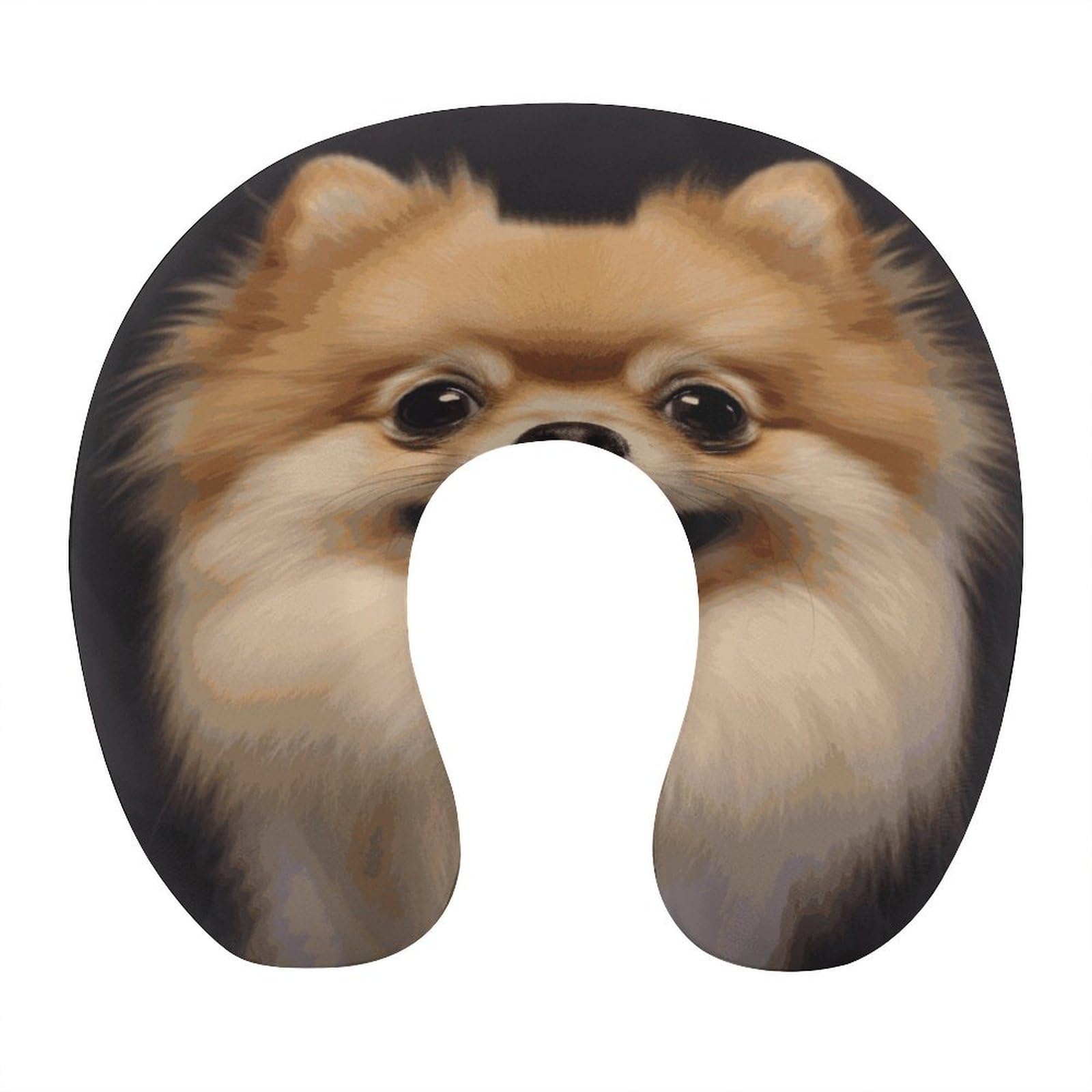 Btcowzrv Style Happy Short-Haired Pomeranian U Shaped Neck Pillow Travel Pillows