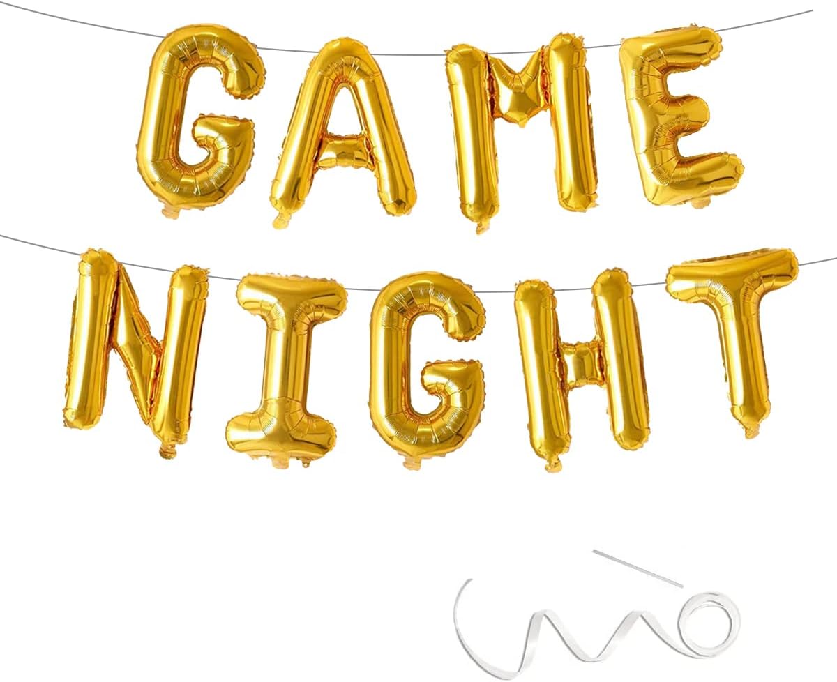 yaxwhty Game Night Balloon Banner,Party Backdrop Photography for Game On Birthday Party Decor Sleepover Slumber Prom Gaming Party Cake Table Decor