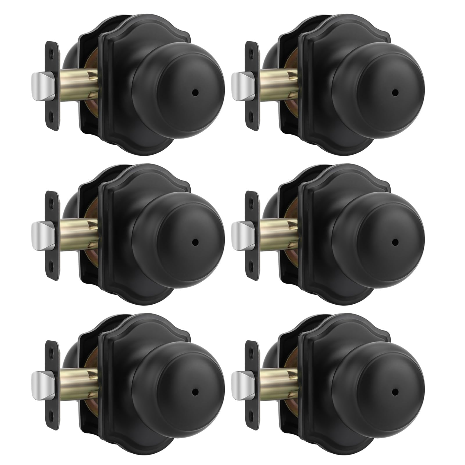 Haidms Black Door Knobs Interior, Privacy Interior Door knobs for Bedroom, Matte Black Indoor Doorknobs for Bathroom (6 Pack)