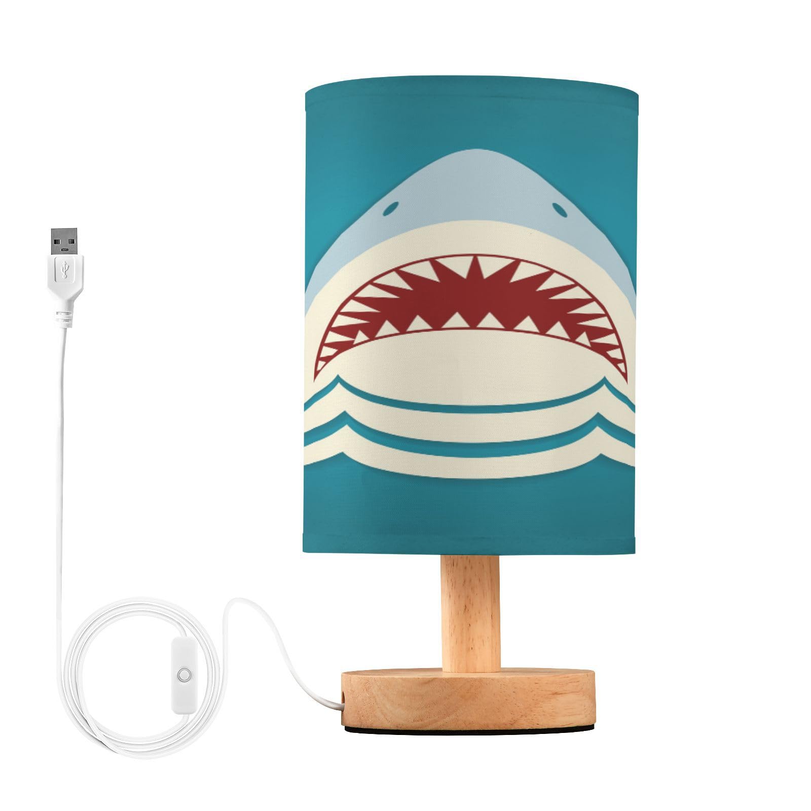 Mnsruu Table Lamp Bedside Lamps for Bedroom Nightstand Lamp with USB C Charging Ports and AC Outlet Shark Tooth for Living Room Office Desk