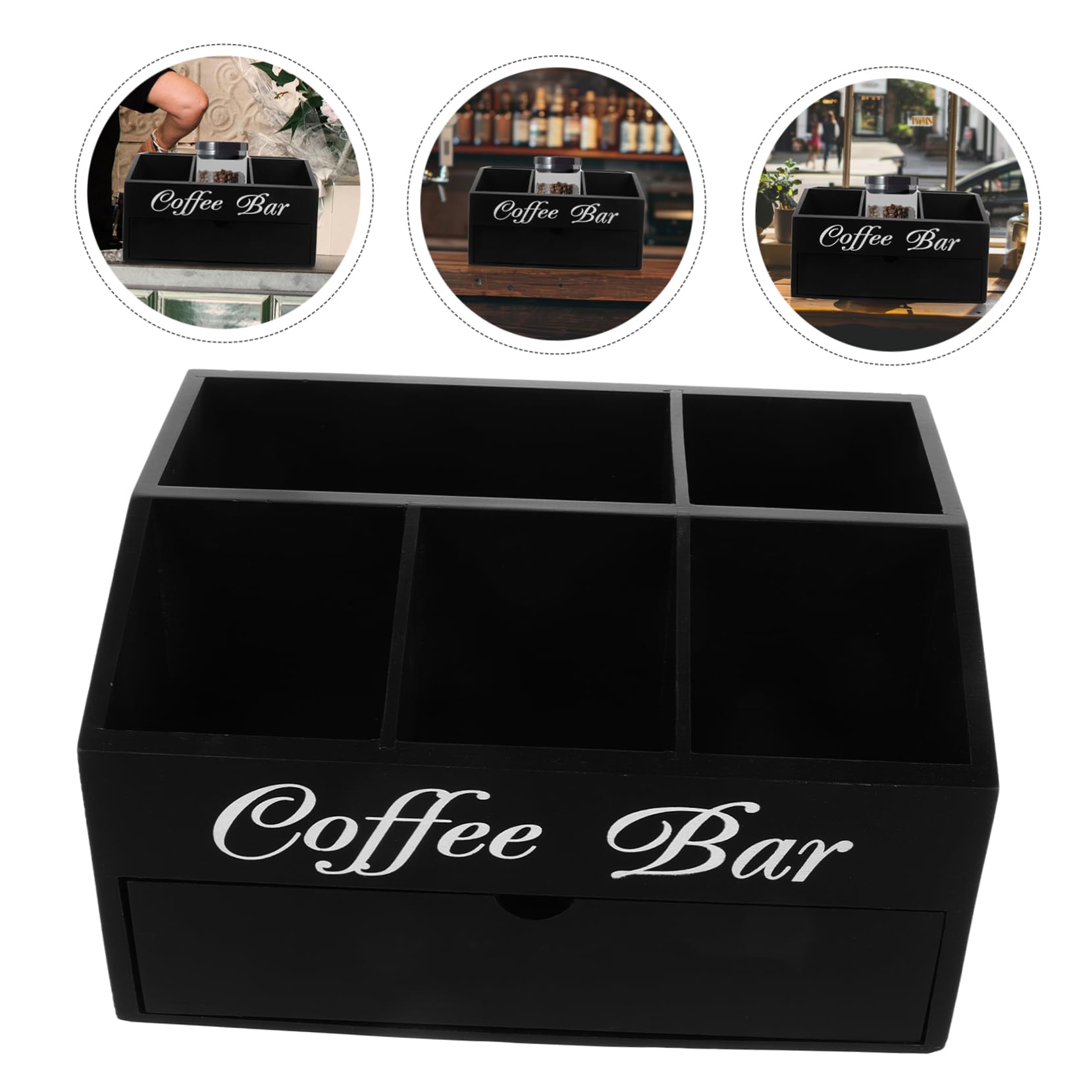 Kaffee Station Organizer Aus Holz Multi-funktionale Aufbewahrung Für Kaffee Tee Und Zubehör Stilvolles Design Für Küche Büro Platzsparender Organizer Mit Fächern
