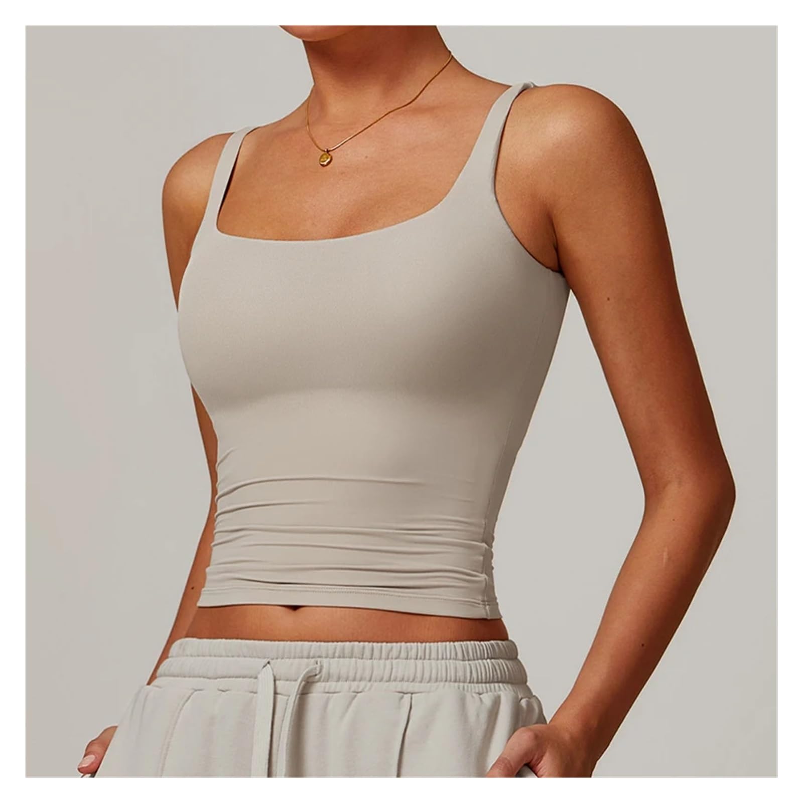 Top da Yoga Reggiseno Sportivo da Donna, Scollo Quadrato, Aderente, Canotta Yoga, Palestra, Corsa, Traspirante, Casual, vestibilità Comoda, Top Allenamento