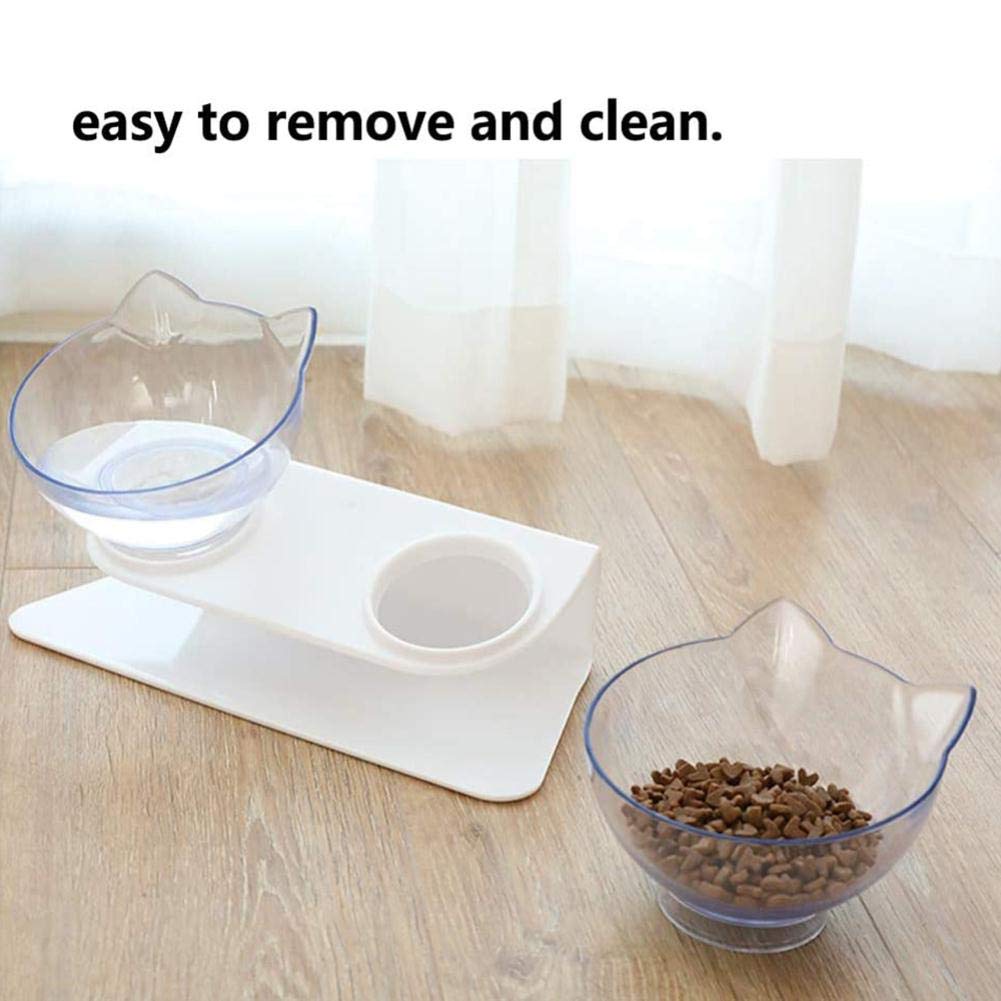 Double gamelle antidérapante pour chat, double gamelle pour chat avec support surélevé, nourriture et eau pour animaux domestiques, multicolore 1/2/3/4 pièces (bol transparent uniquement, 4 pièces)