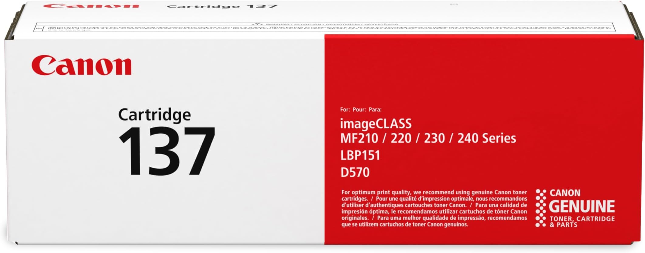 Canon Genuine 137 Black Toner Cartridge Compatible with LBP151dw, MF210 Series, MF220 Series, MF230 Series, MF240 Series, D570