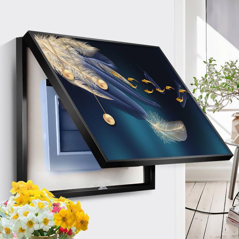 Caja de medidor eléctrico para ocultar interruptores viejos con pintura decorativa de plumas