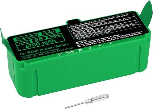 Upgraded 6700mAh 1800LI Lithium ion Replacement Battery for iRobot Roomba 960 980 985 981 970 965 805 850 860 870 880 890 891 895 690 675 650 695 685 680 677 670 665 552 550 580 900 800 700 600 500