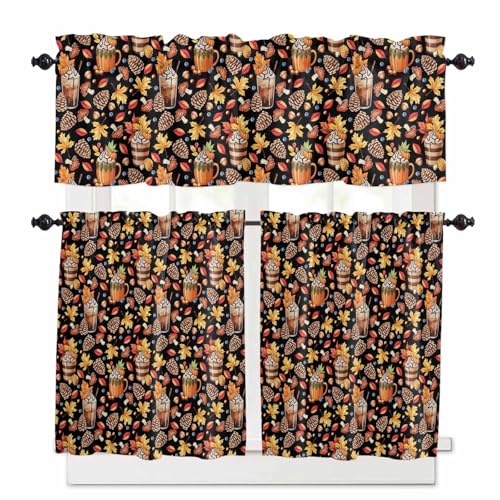 Kitchen Window Valance and Tier Curtains 3 Pieces Set