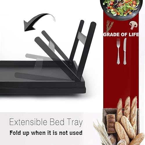 Miniatura 7 de Multi-Purpose Bamboo Wood Lap Desk - Folding Legs, Breakfast Food Tray, Serving Dinner Tea TV Tray - Lightweight, Minimalist Black